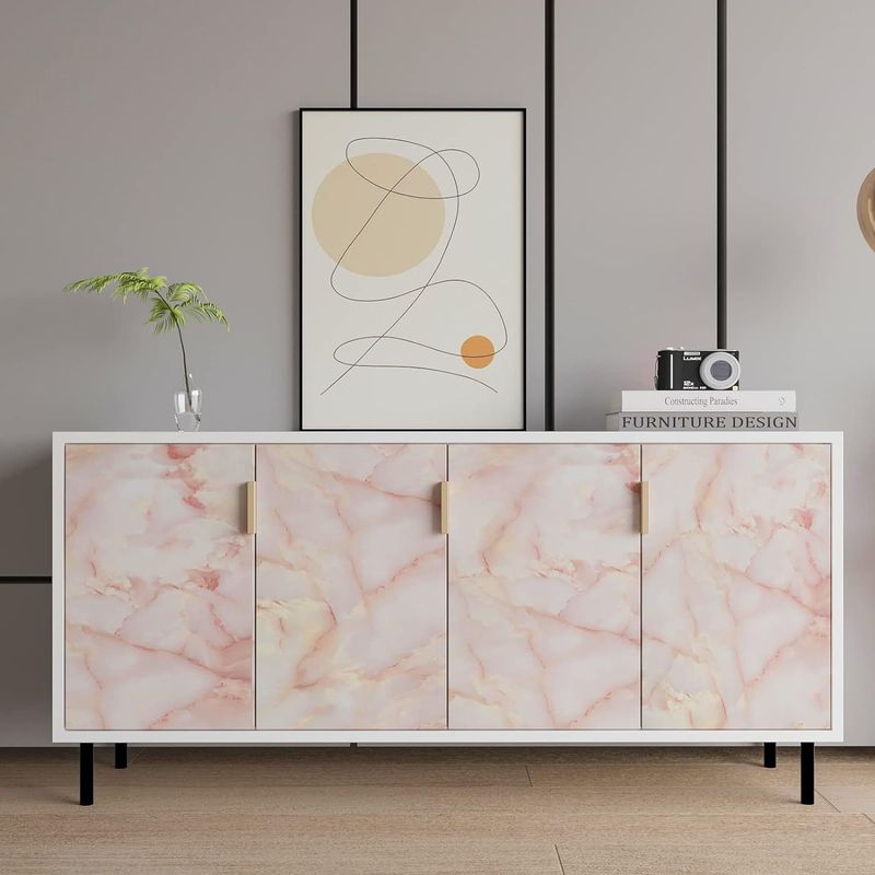Carta da parati autoadesiva in PVC impermeabile con adesivo istantaneo Jade Marble, adatta per ripiani, armadietti e paraschizzi._voghion.com