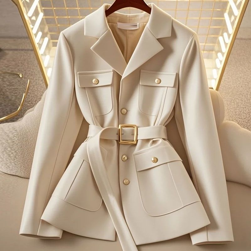 Giacca blazer elegante e alla moda, versatile e casual, da donna, con cintura in vita, 2025_voghion.com