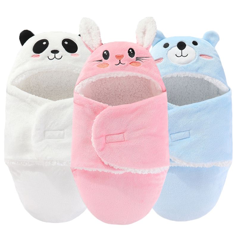 Weich Schlofsäck fir Puppelcher, waarm Hierscht a Wanter, Neigebuerene Baby Wrap Decken, Cartoon Cocoon fir Puppelcher, Flanell Baby Schlofsack 0-9M_voghion.com