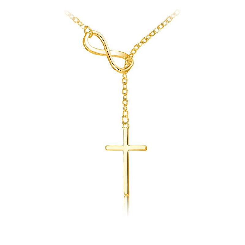 Collana con croce minimalista a forma di 8, catena per clavicola alla moda da donna_voghion.com