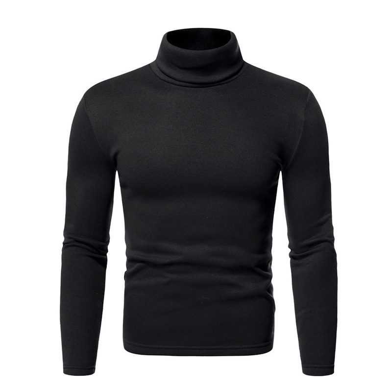 Autumn And Winter Hoodie Men Solid Color Plus Fleece Pullover Turtleneck T-shirt Primer Fleece Hoodie Men_voghion.com