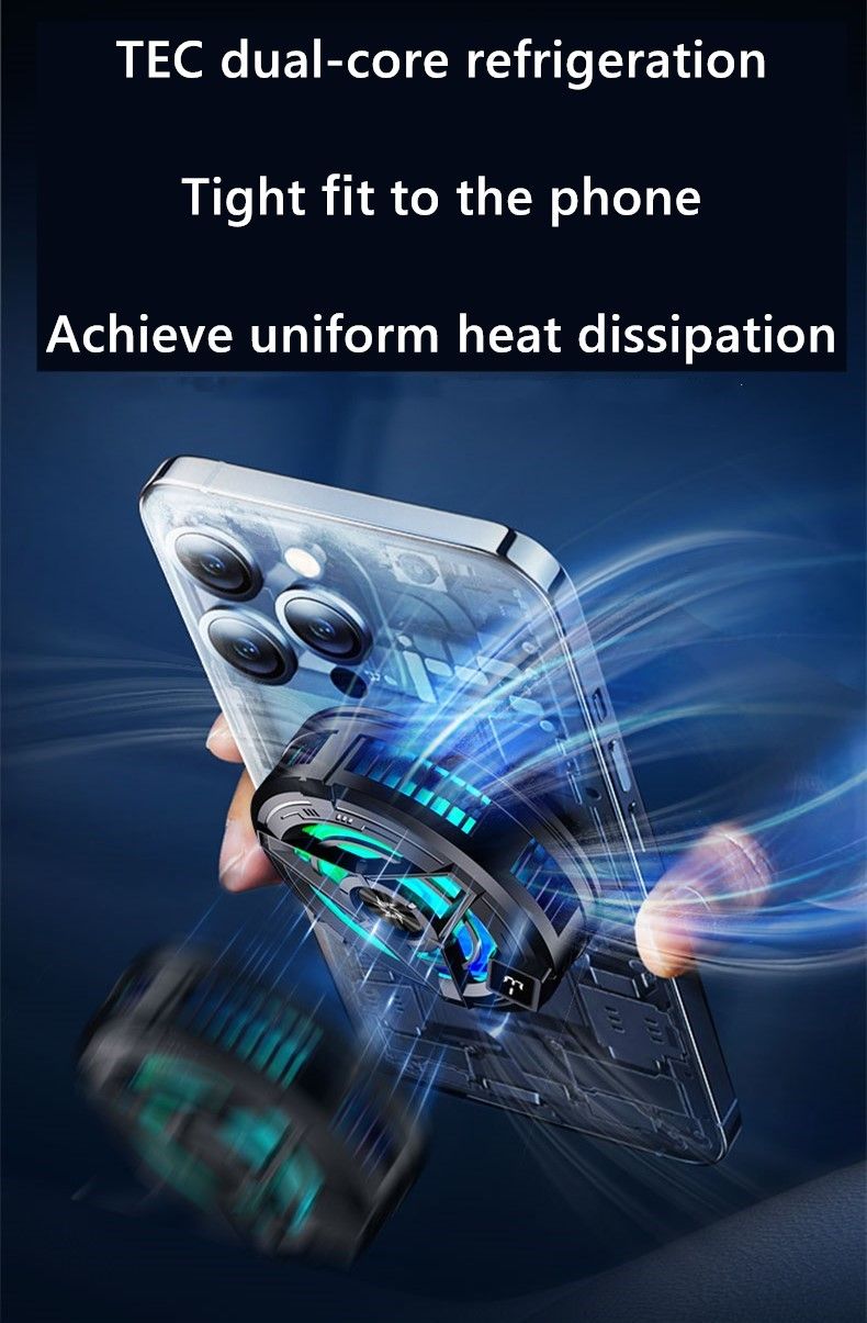 Wireless Charging Magnetic Phone Cooler For IPhone 15, 14, 13, 12, 11 S24 Ultra Back Clamped Phone Fan Game Cooling_voghion.com