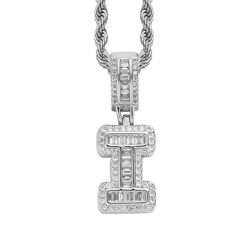 Collana hip hop rock sugar square zirconio ciondolo lettera inglese moda hip hop uomo e donna lettera collana personalità alla moda_voghion.com
