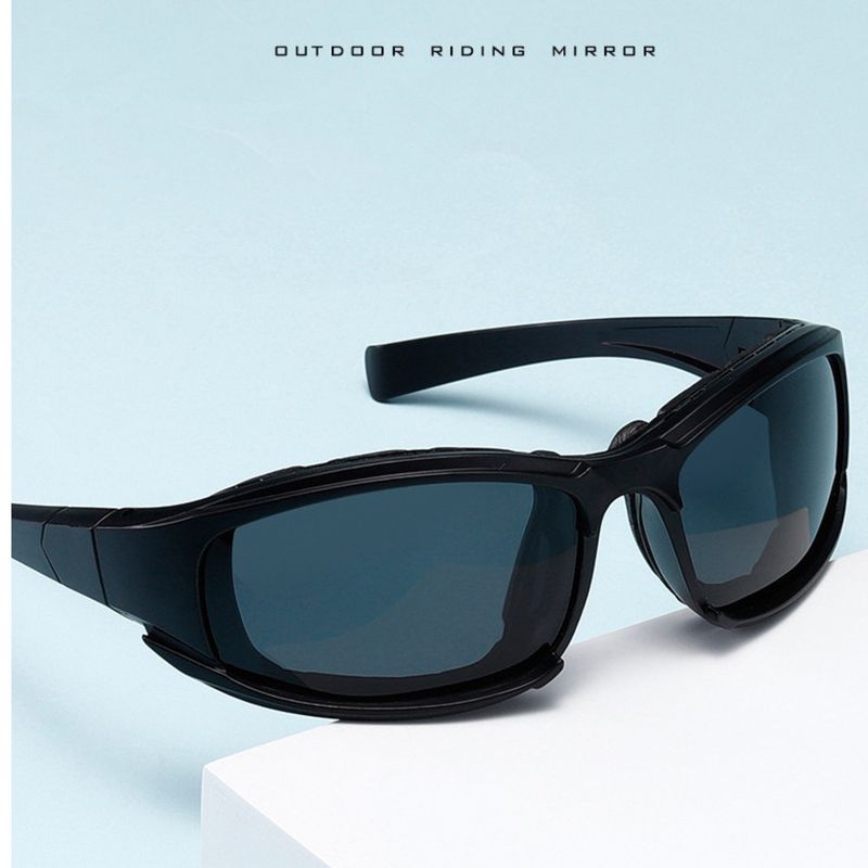 Polarisierte photochrome Brille für den Außenbereich, Fahrradbrille, Skifahren, schwarzer Rahmen, winddicht, Sandschwamm, taktische CS-Sonnenbrille_voghion.com