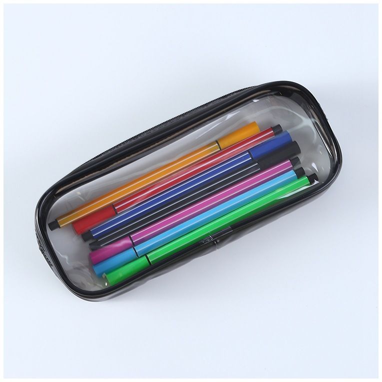 Borsa con cerniera in PVC all'ingrosso in fabbrica, borsa per matite in PVC personalizzata, borsa per cancelleria, borsa per matite in plastica trasparente, LOGO stampato personalizzato_voghion.com