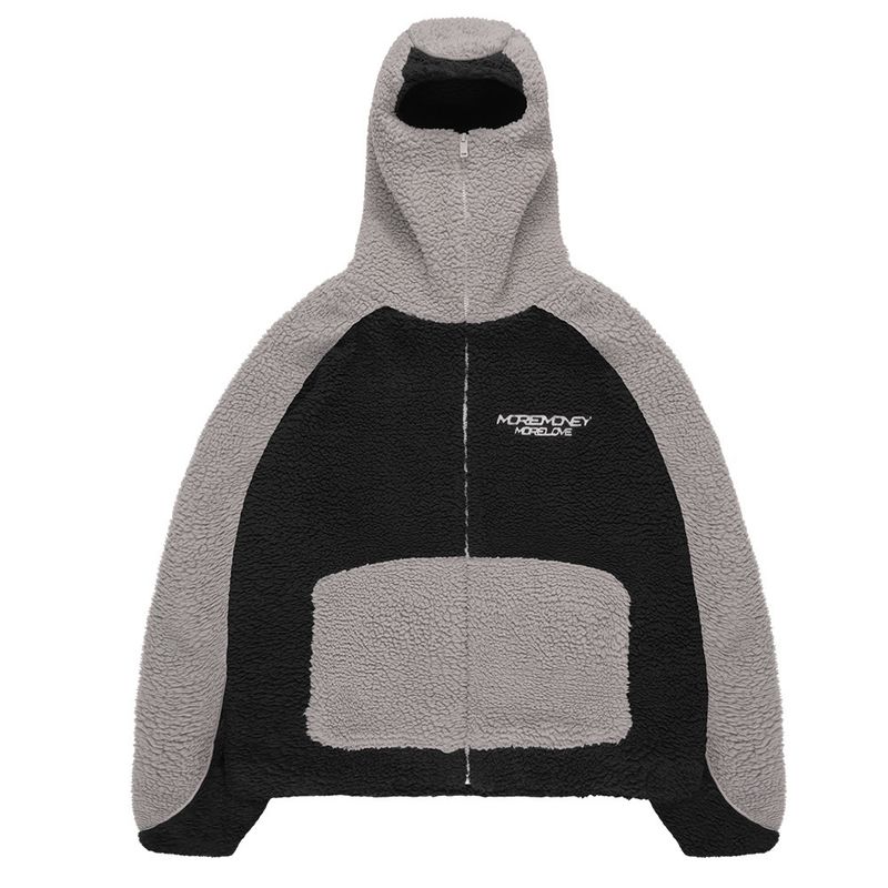 Patchwork Hooded Zip-Up Fleece Jacket – Unisex Oversized Streetwear (S-XL) – Bold Colorblock Design_voghion.com
