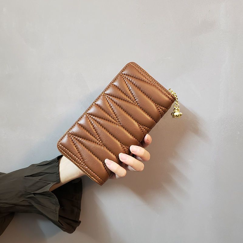 Ins Neue Stil Gesteppte Lange frauen Kleine Brieftasche Geldbörse Telefon Kupplung Karte Halter Mode_voghion.com