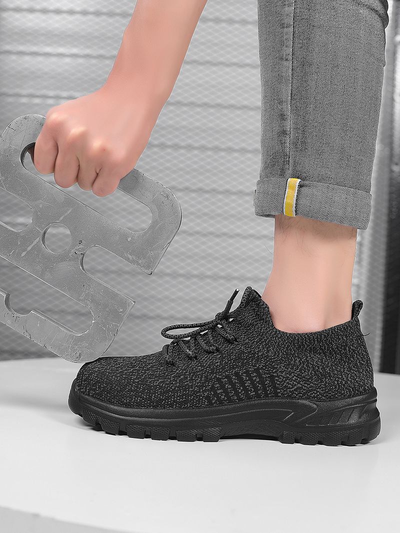 Scarpe da uomo, nuove scarpe da lavoro in tessuto volante, traspiranti, anti-sfondamento e anti-perforazione, testa in acciaio e suola solida, isolamento termico_voghion.com