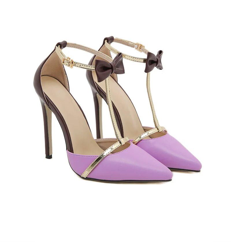 Liyke Fashion Design Bowknot Knöchelriemen Damen Pumps Sexy Spitzschuh Stripper High Heels Hochzeitsbankett Schuhe Sandalen_voghion.com