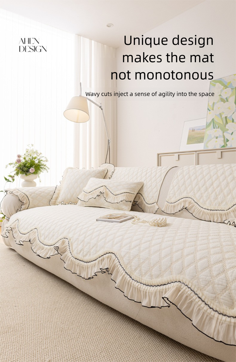 French Style Irregular Cotton All-Season 2025 New Non-Slip Seat Cushion Sofa Cover Set_voghion.com