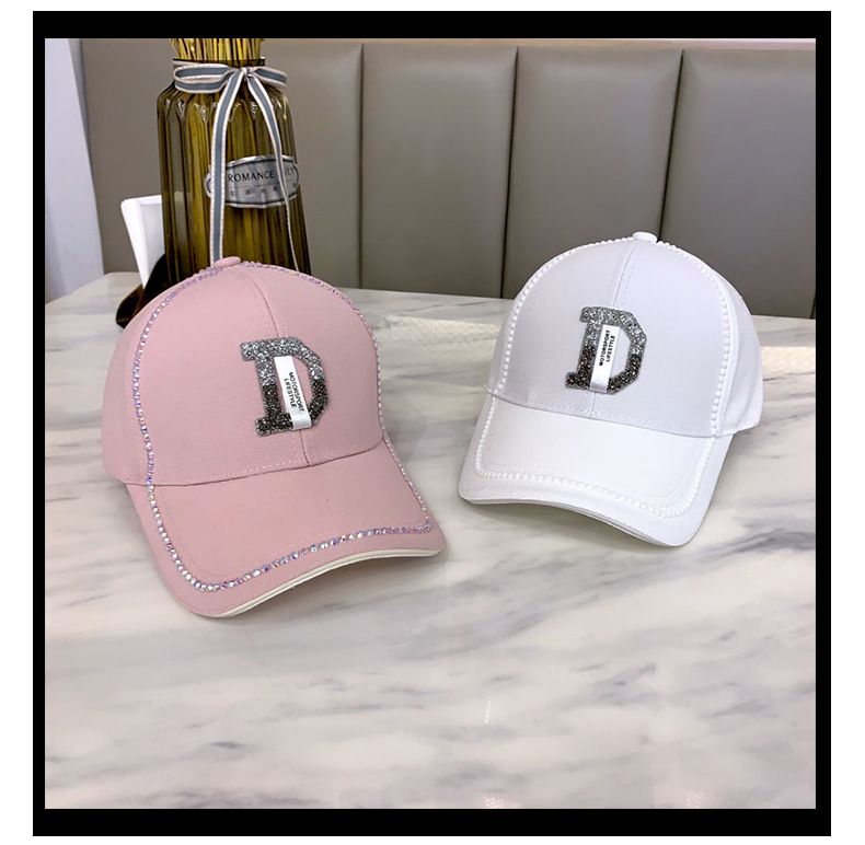 Bambini Edizione Coreana Instagram Baseball Con Moda D-Label Diamante Incastonato Primavera E Autunno Donna Lingua D'anatra Trendy_voghion.com