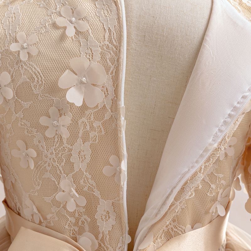 Vestido de princesa para madre e hijos, de manga larga, con apliques de malla, abullonado, para noche, día del niño, para espectáculos_voghion.com