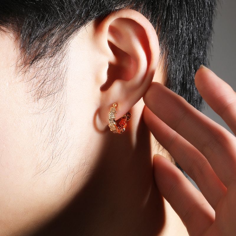 Orecchini da uomo a forma di fulmine hip hop - Orecchini a bottone minimalisti in zircone con chiusura a vite - Accessori streetwear alla moda per uomo (oro, argento)_voghion.com