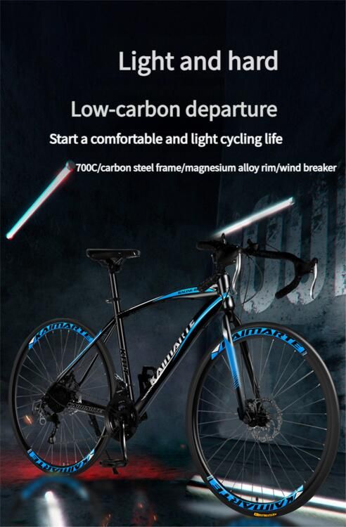 700C Road Bike With Drop Handlebars, Variable Speed, Dual Disc Brakes, Urban Racing, Unisex Student Commuter Bicycle_voghion.com