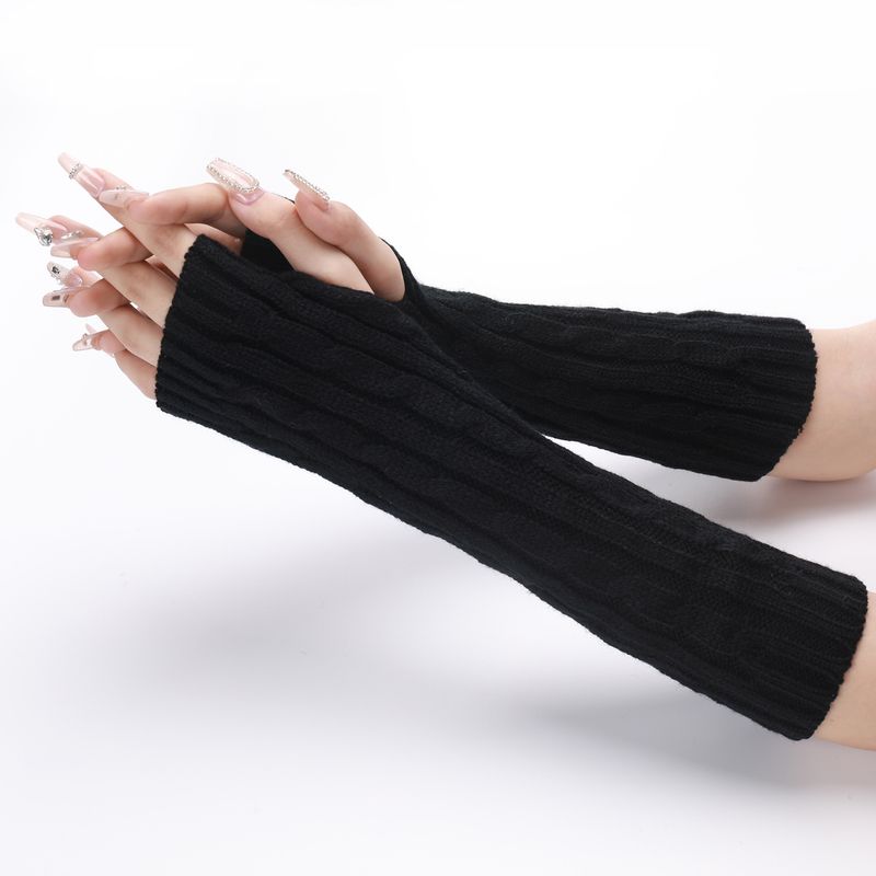 30 cm Fried Dough Twists Handschuhe Neue Herbst Winter Männer und Frauen Mittellange Strickwolle Warmer Tau Halbfingerarm_voghion.com