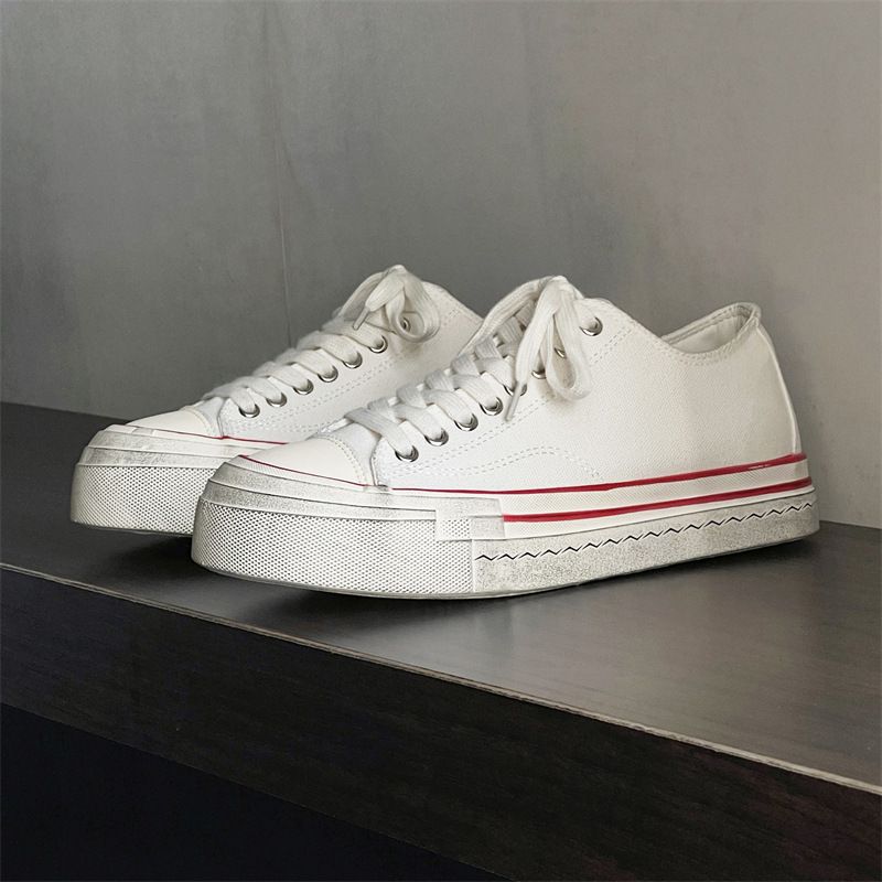 Scarpe da uomo nuove, alla moda, di nicchia, versatili, estive, con testa grande, vecchie, vulcanizzate, basse, in tela con rialzo per l'altezza_voghion.com