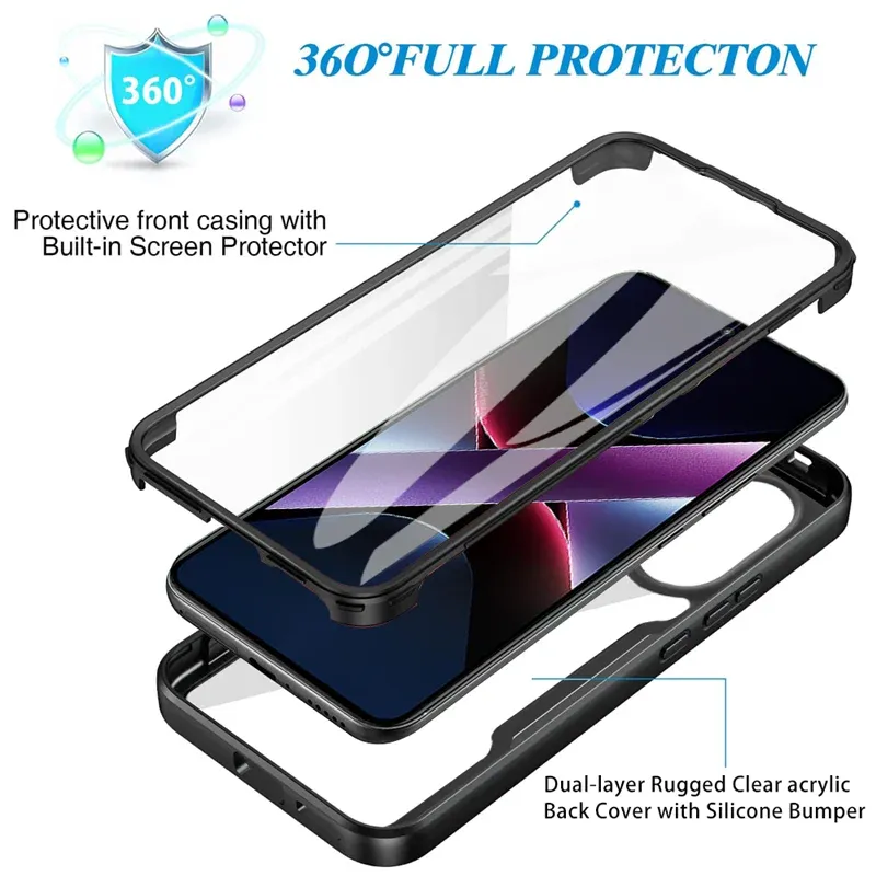 3IN1 360° Screen Protector Transparent HD Case For Note 14/13 Pro Plus 4/5G POCO X7 X6 F7 F6 M6 Plus 5G C75 C65 Phone Back Cover_voghion.com