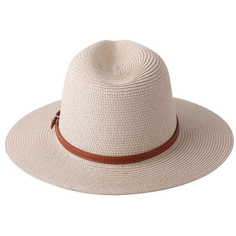 Nuovi arrivi 56-58-59-60CM Nuovo cappello Panama naturale morbido in paglia a forma di estate da donna/uomo con tesa larga e protezione UV da spiaggia Fedora_voghion.com