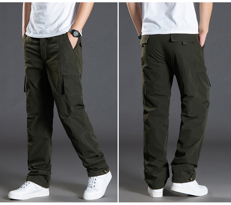 Winddichte und wasserdichte Outdoor-Samt-Softshell-Hose Gerade Winter-Freizeithose Multi-Bag-Tooling Herren_voghion.com