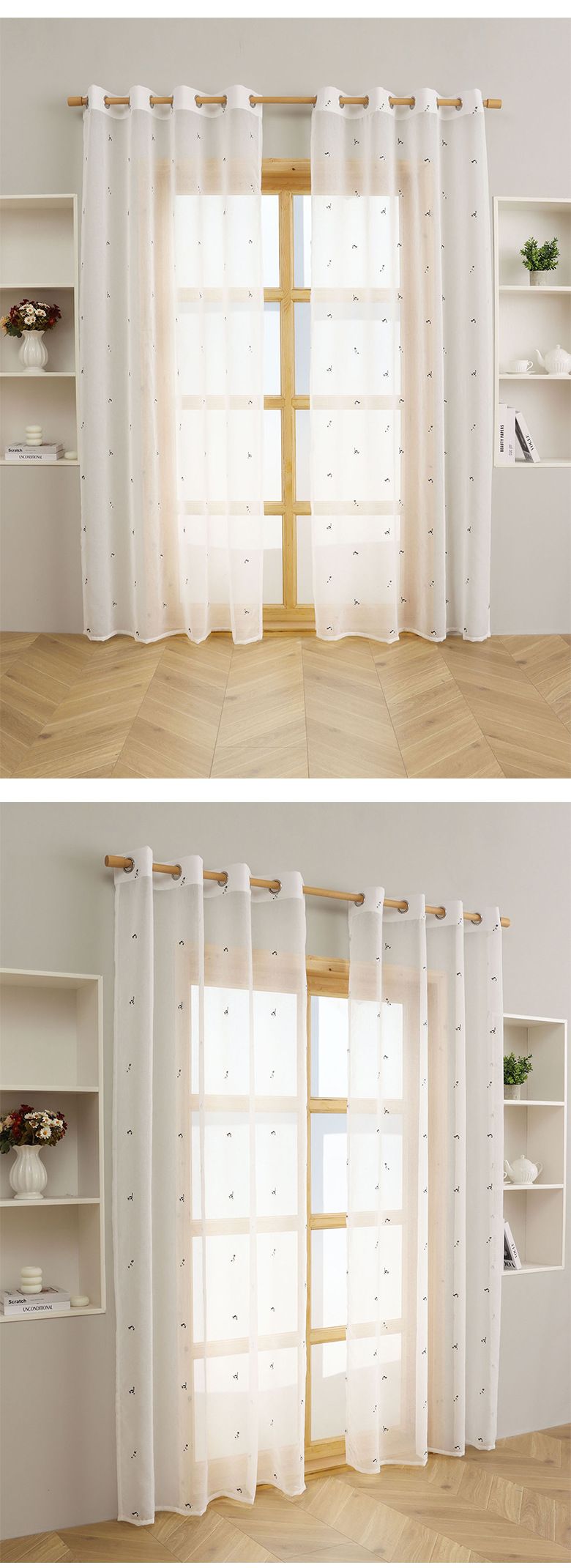 Modern Simple White Window Screen Light Transmitting And Non Transparent Kitten Embroidery Finished Window Screen Living Room Bedroom Balcony Curtain_voghion.com