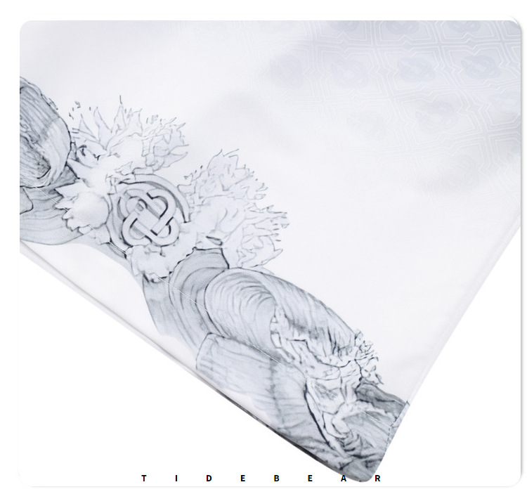 Chaoshen Palace Style Set with Leisure Silver White Stone Statue Digital Printing Short sleeved Shirt for Men_voghion.com