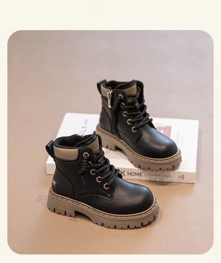 Martin Spring and 2024 New Edition Boys' Short Girls' Big Autumn Leather Boots Children's Shoes_voghion.com