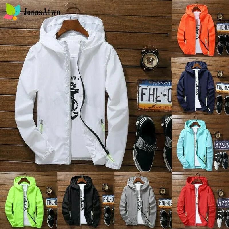Pánská nepromokavá větrovka, mikina s kapucí na zip, rychleschnoucí, velikost S-4XL_voghion.com