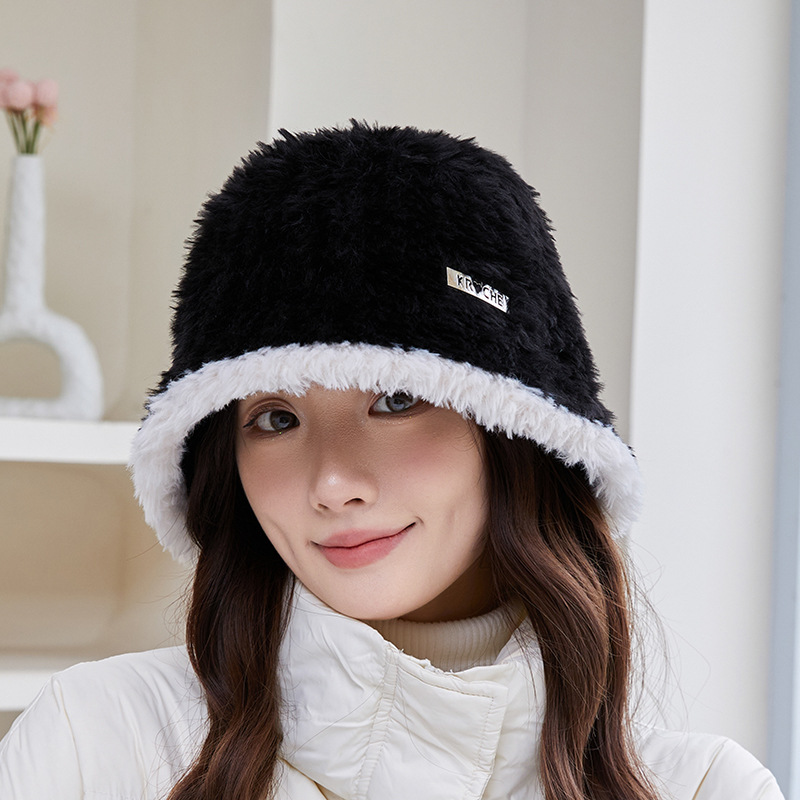 Pêcheur en peluche pour femmes, polyvalent pour mettre en valeur le visage, Protection des petites oreilles, tricoté chaud, nouvelle collection automne et hiver 2023_voghion.com