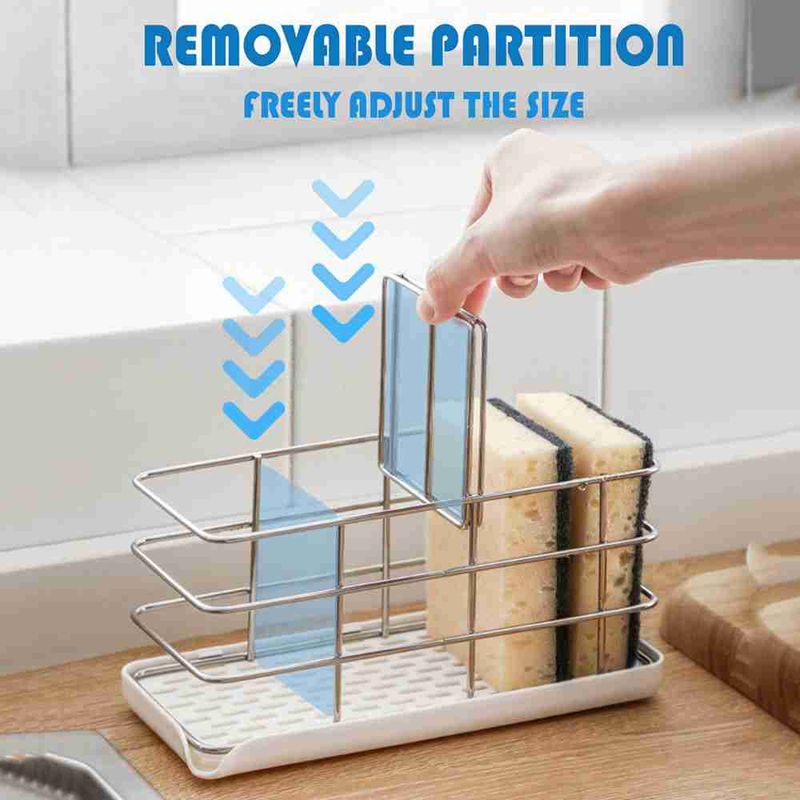 Schwammhalter für Spülbecken, Küchenarbeitsplatte, Edelstahl, Spülbeckenschwamm-Wasserkorb, Ablage, Organizer, Spülbeckenhalter_voghion.com