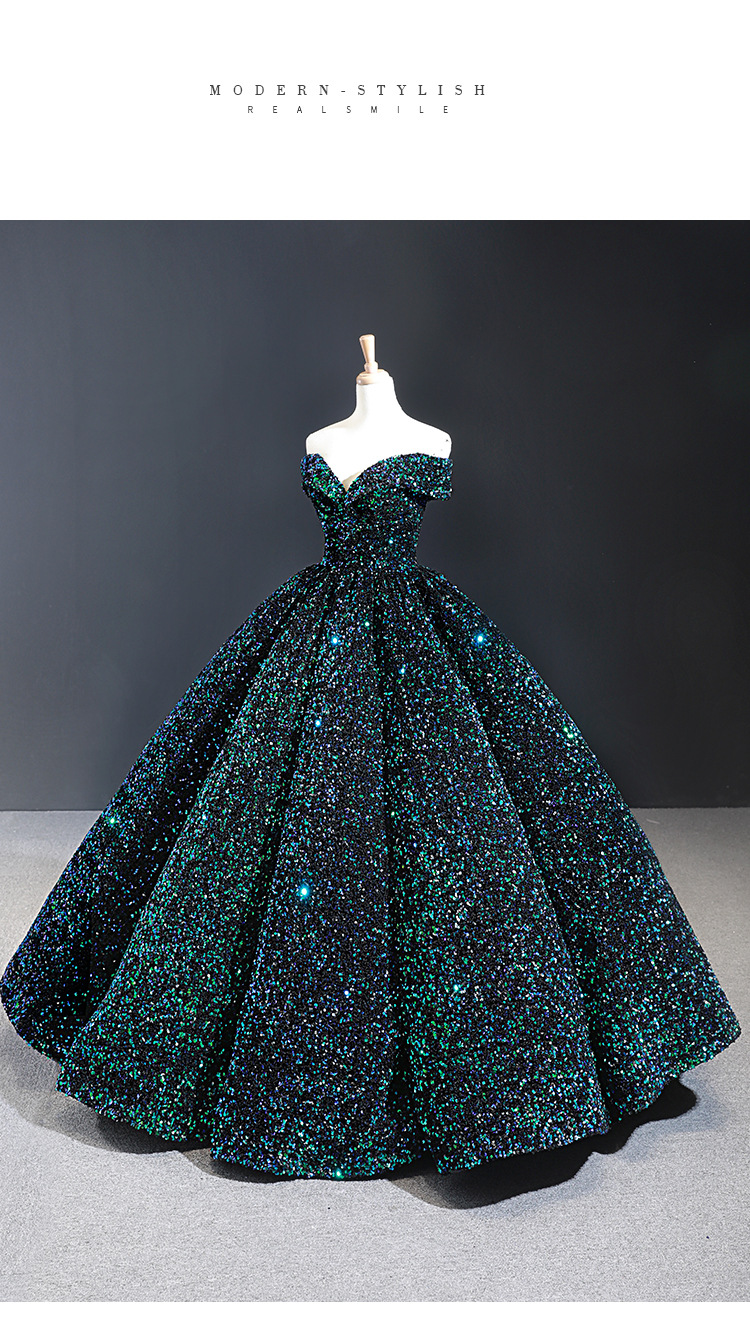 Damen-Brauthochzeitskleid für Frauen, Pailletten-Abschlussball-Kostüm, One-Shoulder-Tutu-Rock für Erwachsene_voghion.com