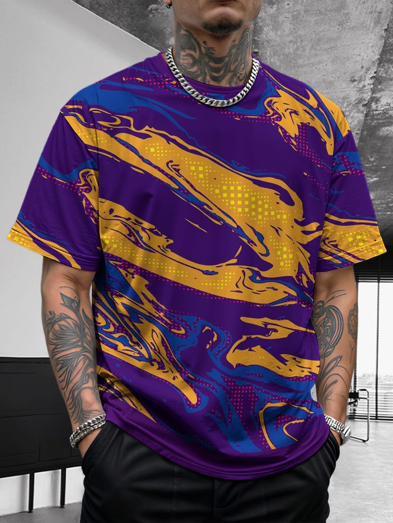 Sommer Neue Herren Kontrastfarbe Street Style Patchwork Mode Lässig Vielseitig Atmungsaktiv Kurzarmhemd_voghion.com