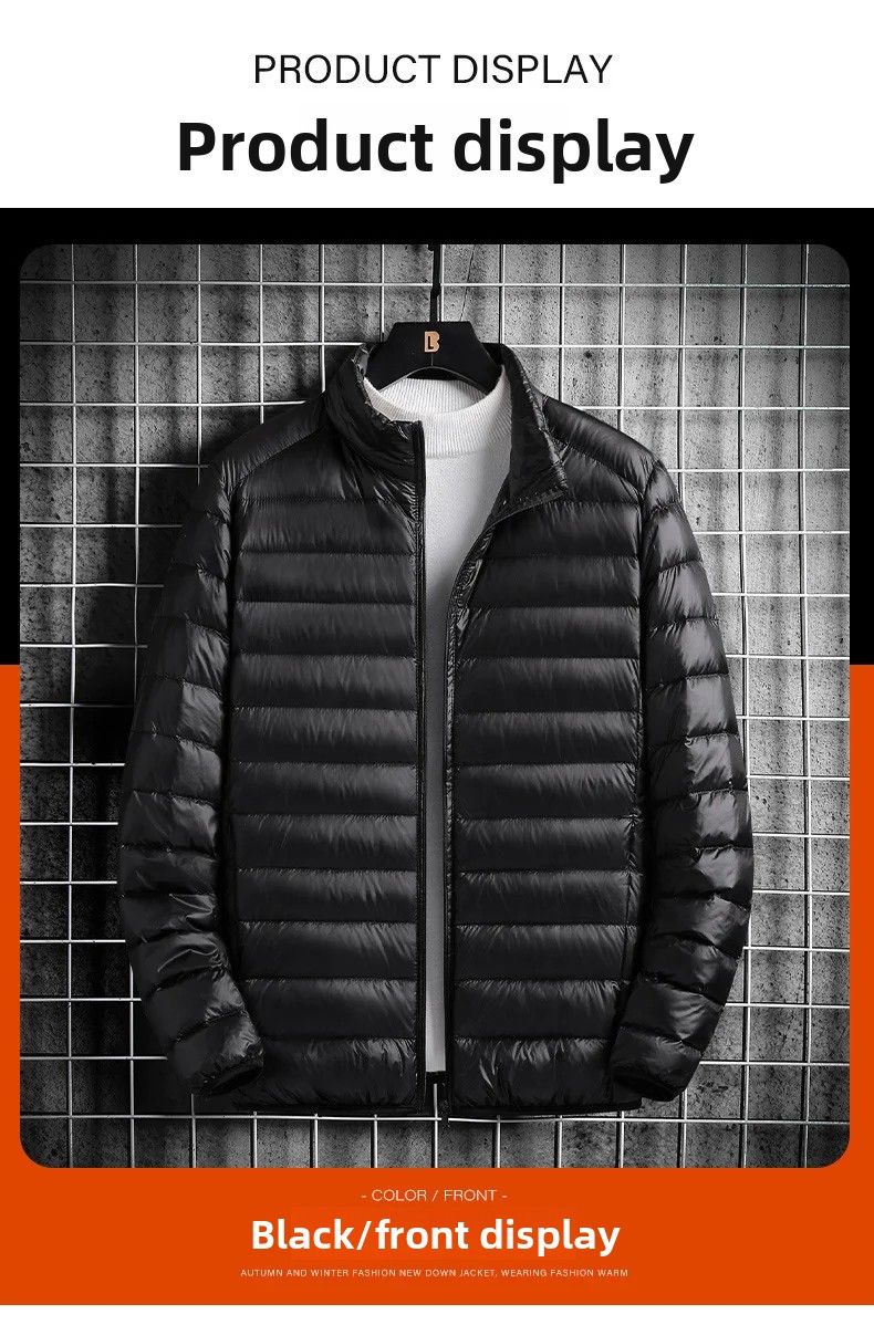 Leichte Baumwolljacke für Herren, lässig, bedruckbar, kurzer Kragen, weit geschnittener Baumwollmantel, große Oberbekleidung für Männer_voghion.com