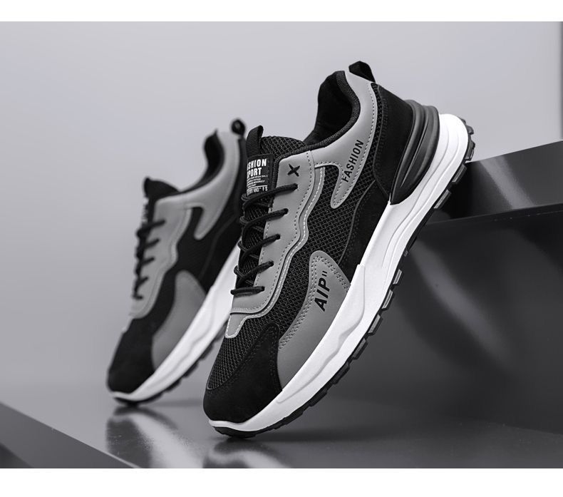 Summer New Breathable Mesh Men's Trendy Versatile Thick-Soled Sneakers Casual Running Dad Shoes_voghion.com