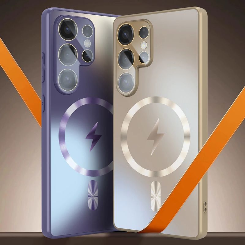 Thin Frosted Matte Car Magnetic Case For Samsung S25 S24 S23 Ultra Plus Glass Lens Protector Shockproof Cover_voghion.com