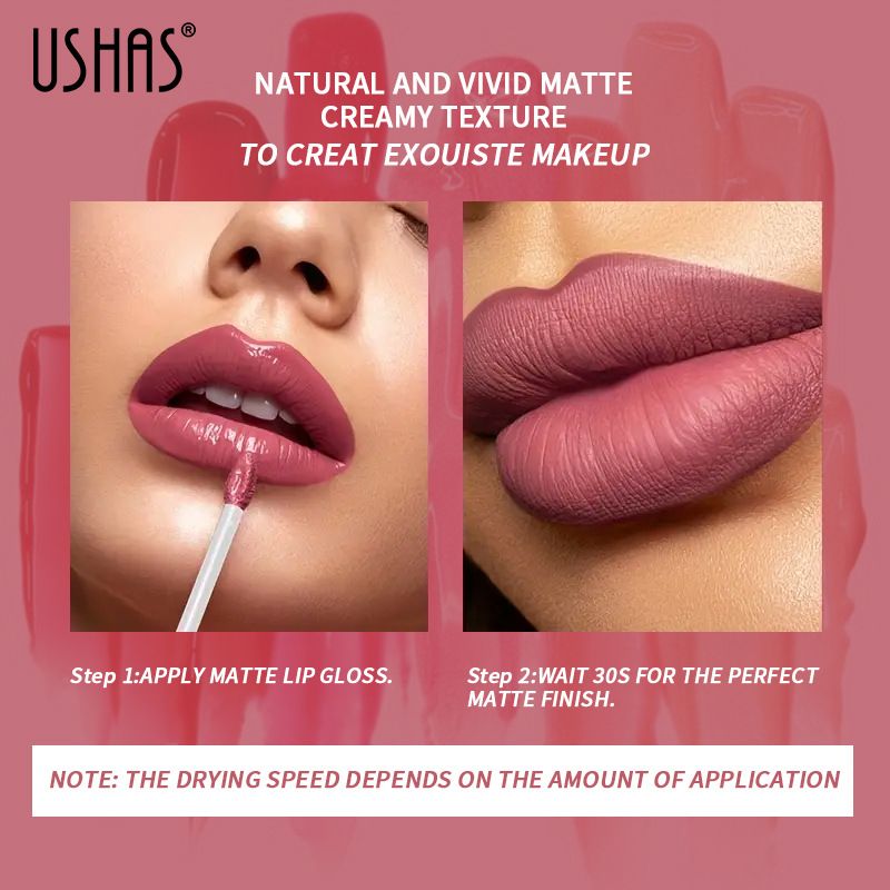 Smalto per labbra rosso liquido a colori USHAS6 per donna_voghion.com