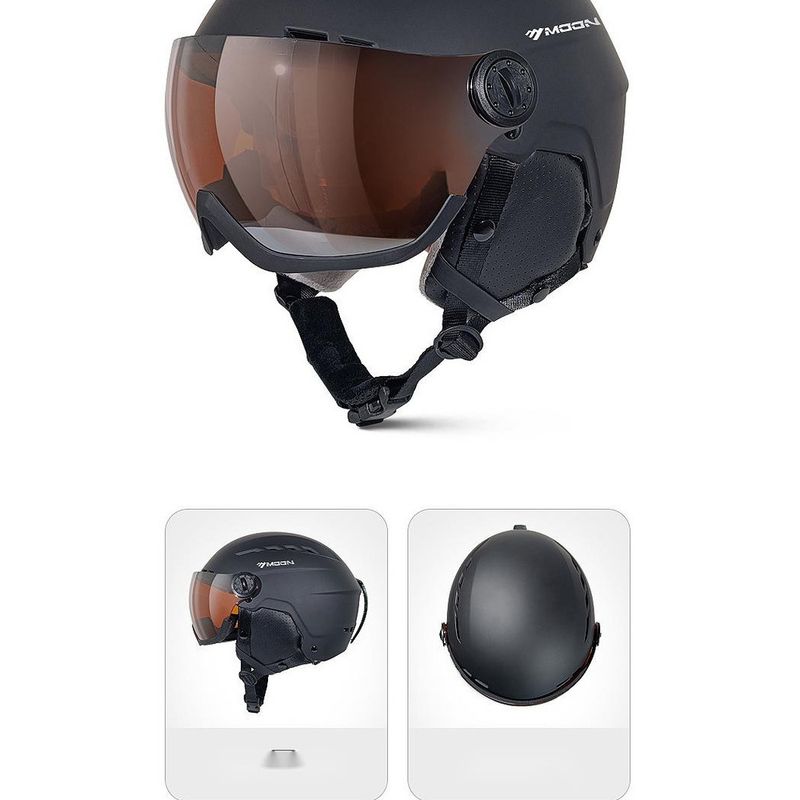 MOON Professional Head Shape Uomo Donna Singola e Doppia Tavola Occhiali da Neve Occhiali da Sci Integrati Casco da Sci Cappuccio Protettivo_voghion.com