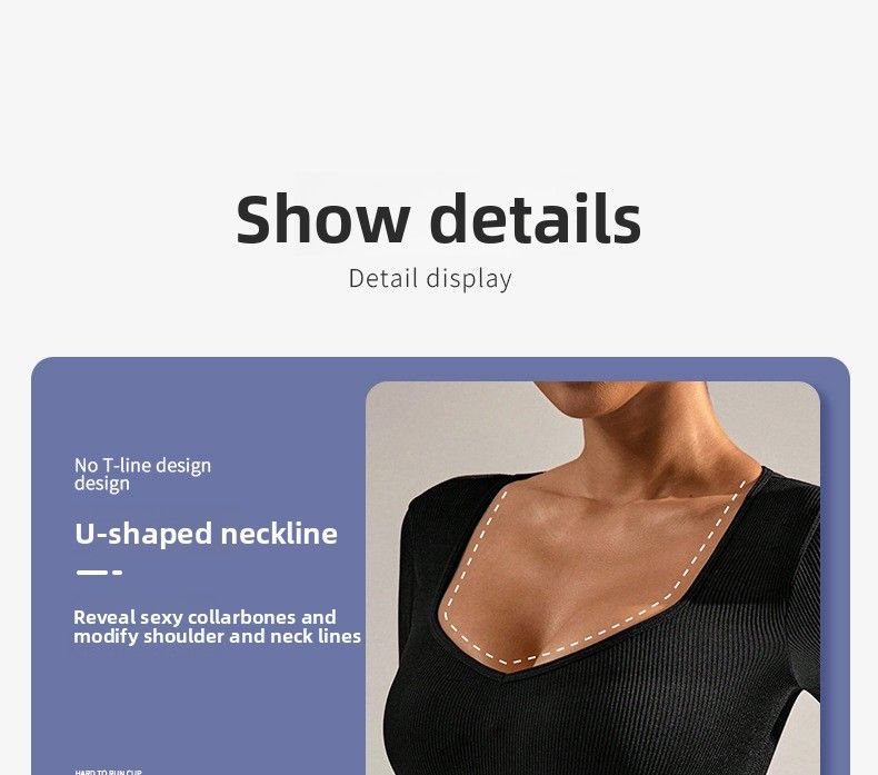 Mono sin costuras para mujer, manga larga, cuello redondo, corte ajustado, camiseta base de algodón acanalado, versátil para usar como prenda exterior o para bailar._voghion.com