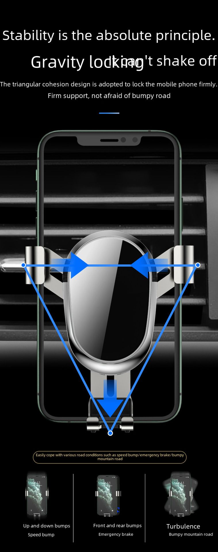Auto-Telefonständer mit Saugnapf, Luftauslass, Multifunktions-Telefonständer, Auto-Schwerkraftständer, Auto-Navigationsständer_voghion.com