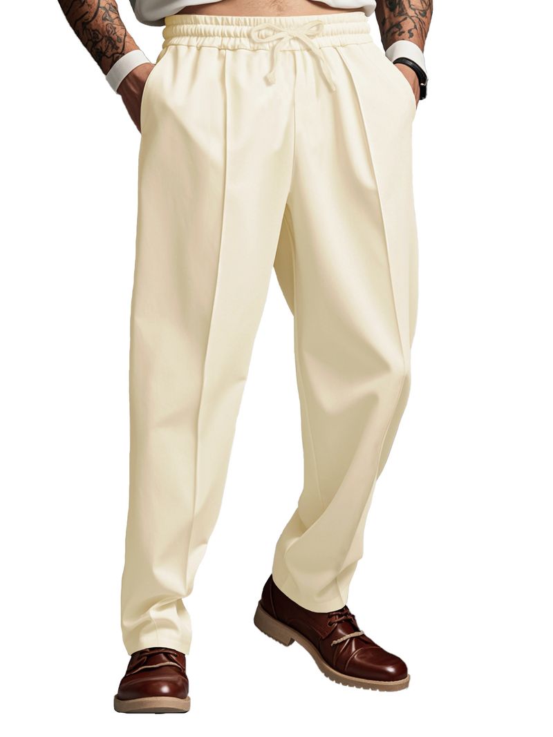 Herrenbekleidung Herren Freizeithose mit weitem Bein und mittlerer Taille, lockere amerikanische Jogginghose, einfarbig, mit Kordelzug, Sport-Jogginghose_voghion.com