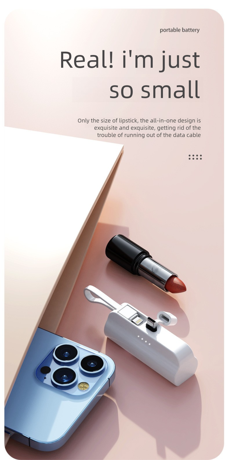 Mini 5000mAh Tasche Kapsel Bank Mit Gebaut-in Kabel Tragbare Geschenk Mobile Power KC Zertifizierung_voghion.com
