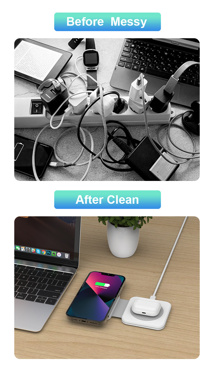 New Arrival Explosive 2-in-1 Desktop Dual Magnetic 15W Magnetic Wireless Fast Charger_voghion.com