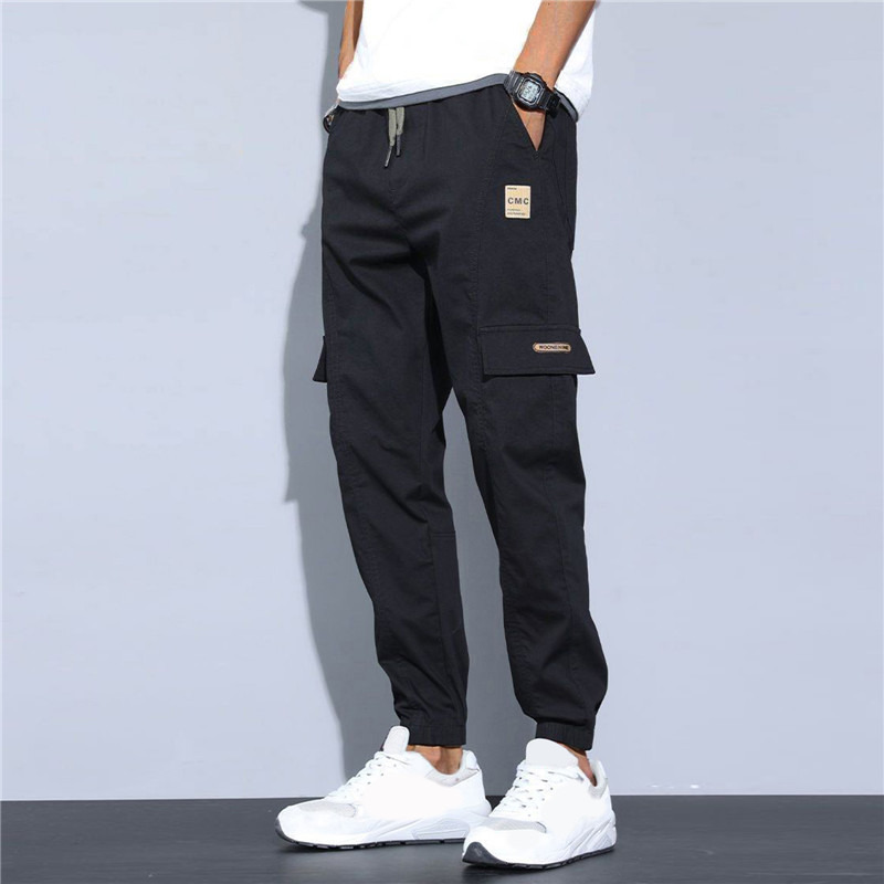 Korean Pant Summer Spring Men Elastic Cargo Sweatpants Jogger Harem Hip Thin Trousers Casual Cotton Waist Hop Slim Pants_voghion.com