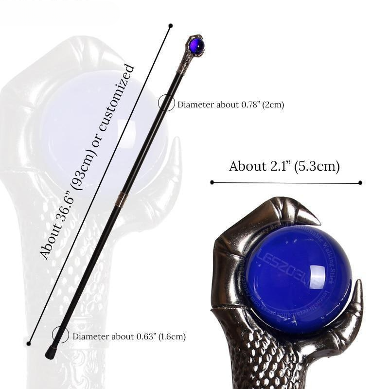 Dragon Claw Grasp Blue Glass Ball Walking Cane Fashion Decorative Walking Stick Gentleman Elegant Cosplay Crosier 93cm_voghion.com