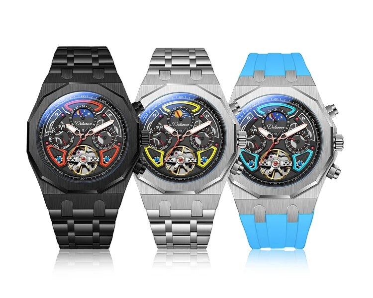 Top Sport es with Tourbillon Stainless Steel Rubber Strap Multifunction Dial Automatic es_voghion.com