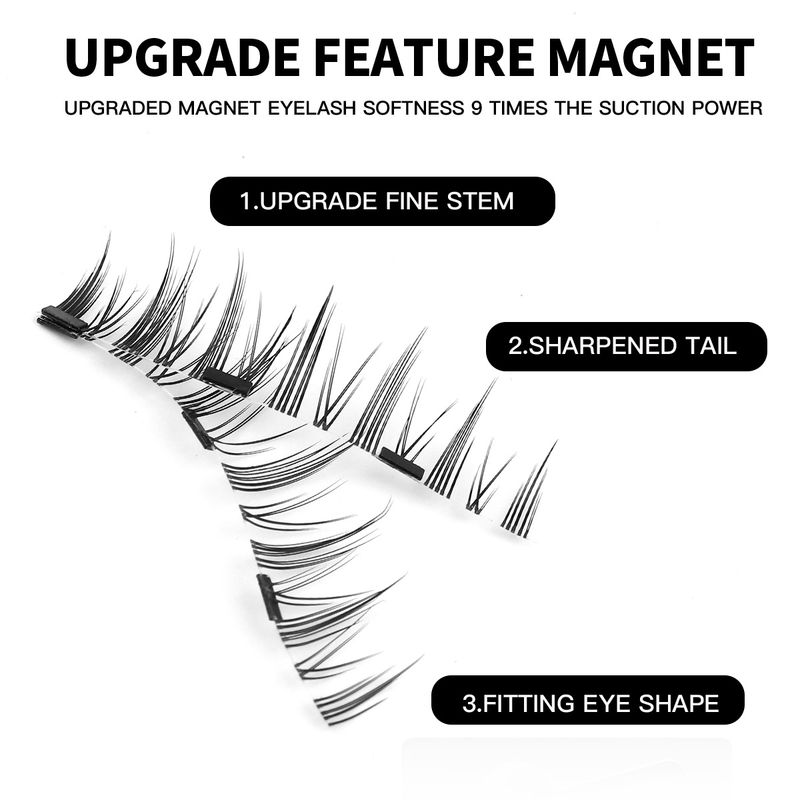 3D Natural Magnetic Eyelashes With 3 Magnetic Lashes Reusable Magnetic False Eyelashes Portable Cosmetic Tool_voghion.com