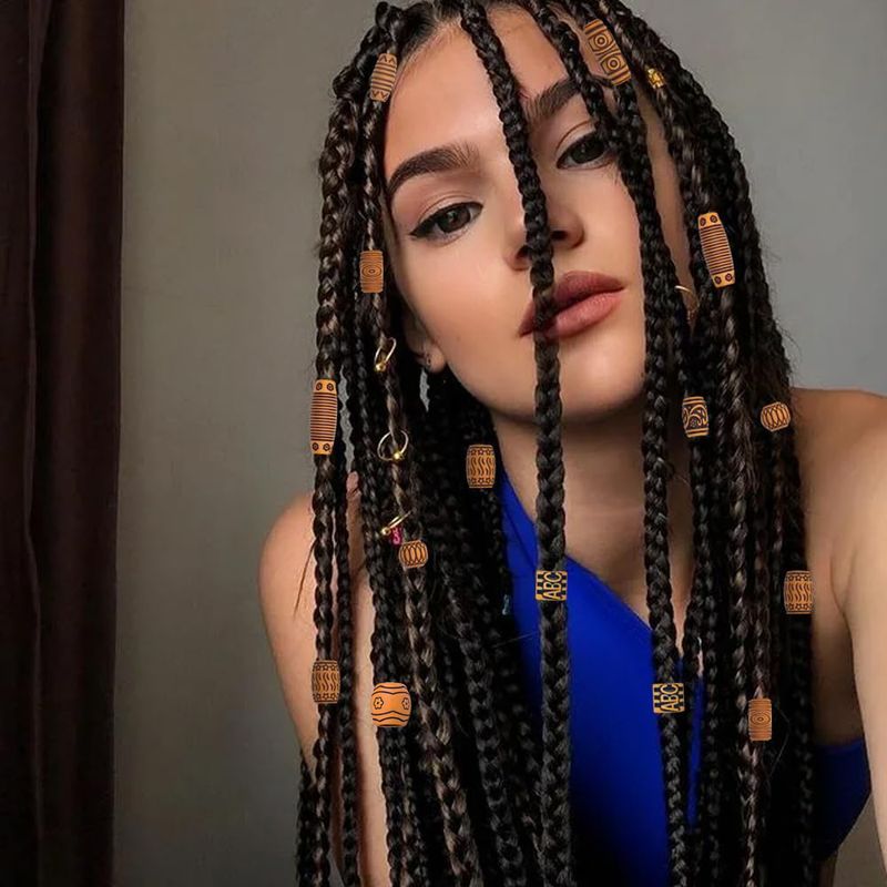 Hair Clips&Pins DIY 50PCS Retro Trend Large Hole Carved Wooden Beads Wig Hair Accessories Dreadlocks Plastic Wooden Beads_voghion.com