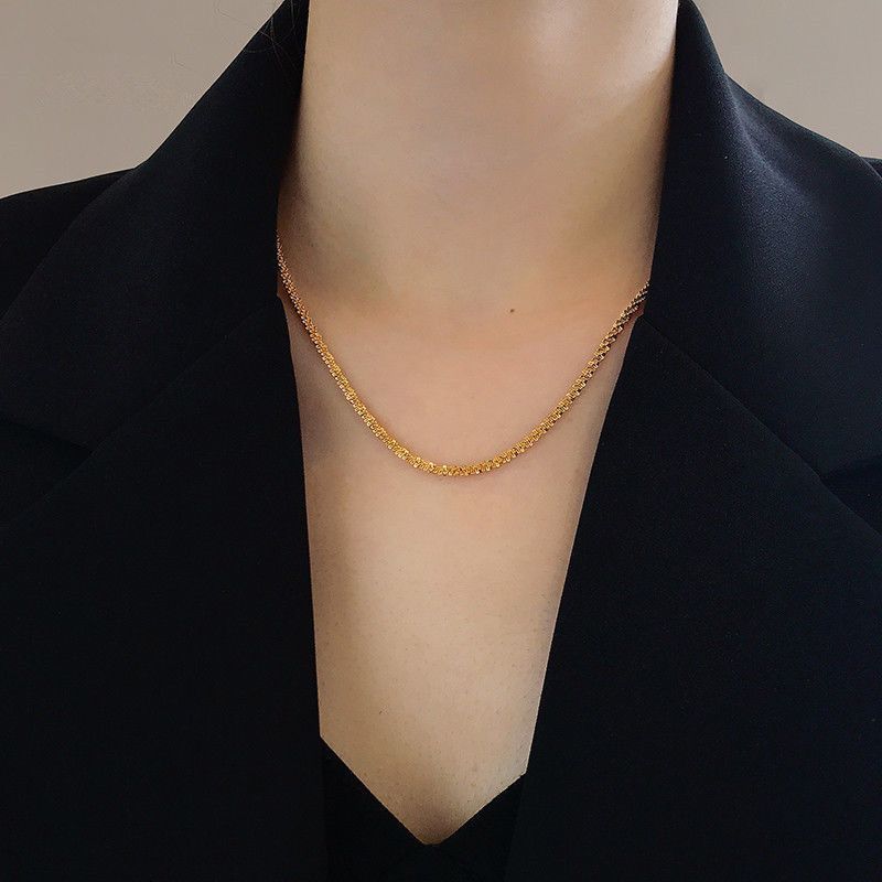 Non-Fading Men's Sparkling Titanium Steel Collarbone Niche High-End Minimalist Design I Necklace Bare Chain New Model_voghion.com