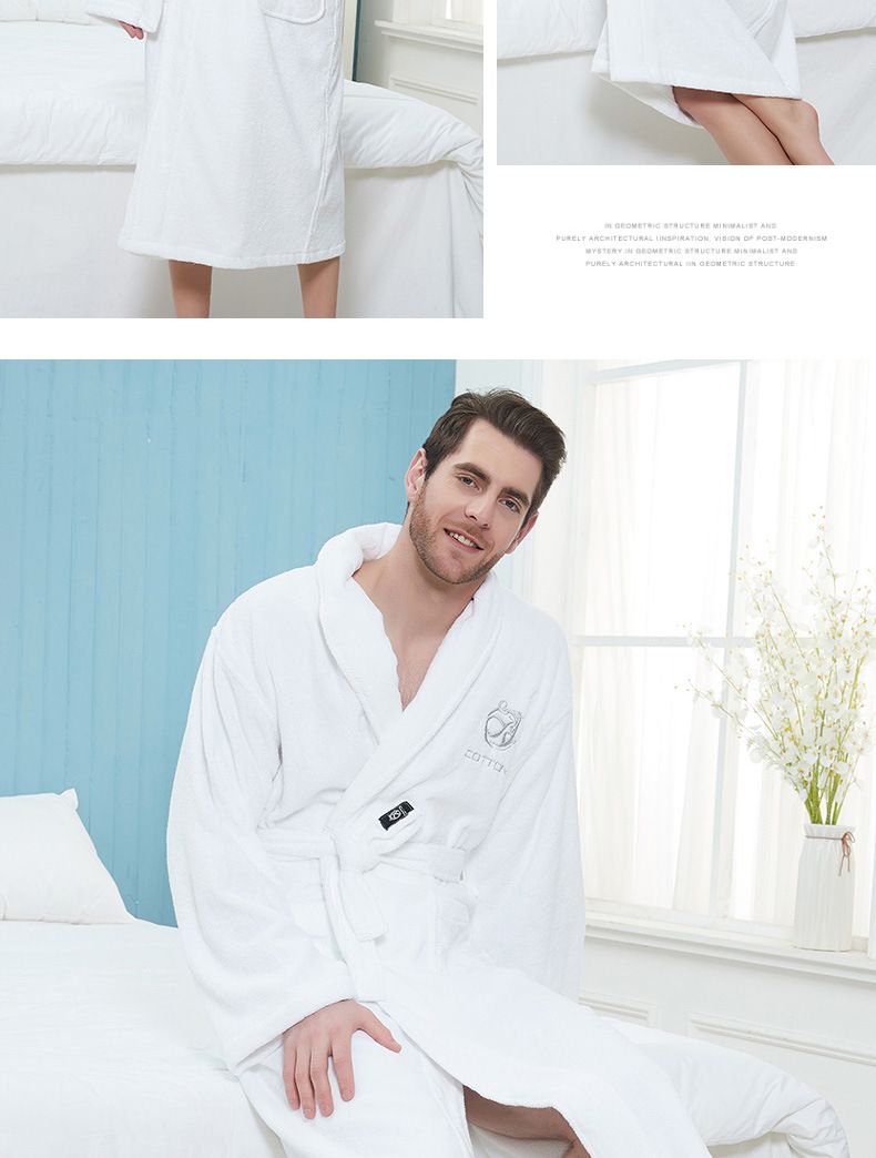 Γυναικείες Πετσέτες Μπάνιου από Καθαρό Βαμβάκι, Ανδρική Χοντρή Μακριά Ρόμπα, Απορροφητική Πρωινή Ρόμπα_voghion.com