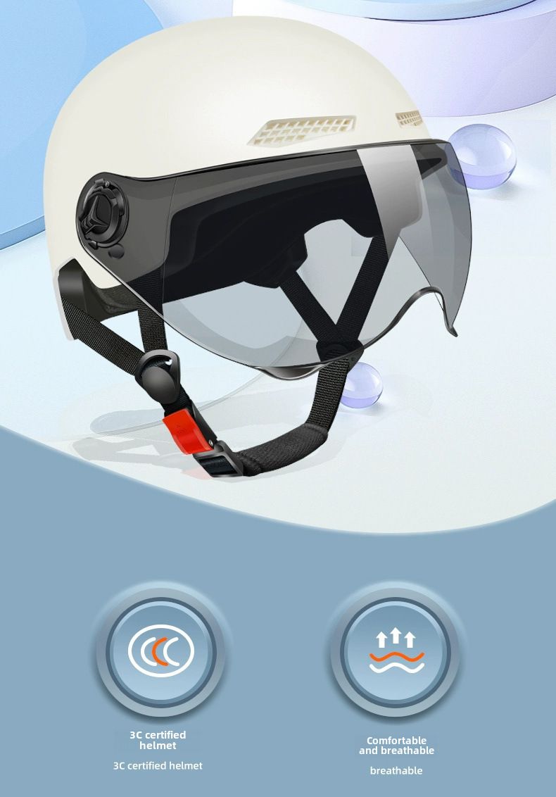 Casco per veicoli elettrici, protezione solare estiva da uomo e da donna, casco leggero per veicoli elettrici, mezzo casco_voghion.com