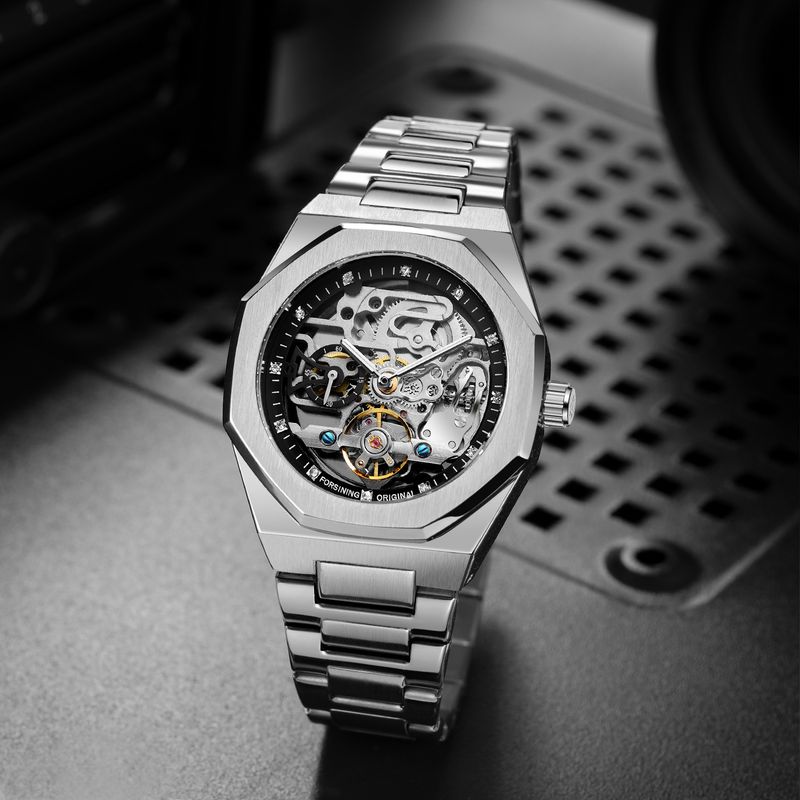 Men's Automatic Mechanical Watch With Luminous Hands, Three Subdials, And Day Display - Stainless Steel Band Six Pin Week Steel Belt Mechanical Watch_voghion.com